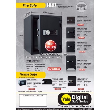 YALE FIRE SAFE DIGITAL SERIES YALE FIRE SAFE DIGITAL SERIES
